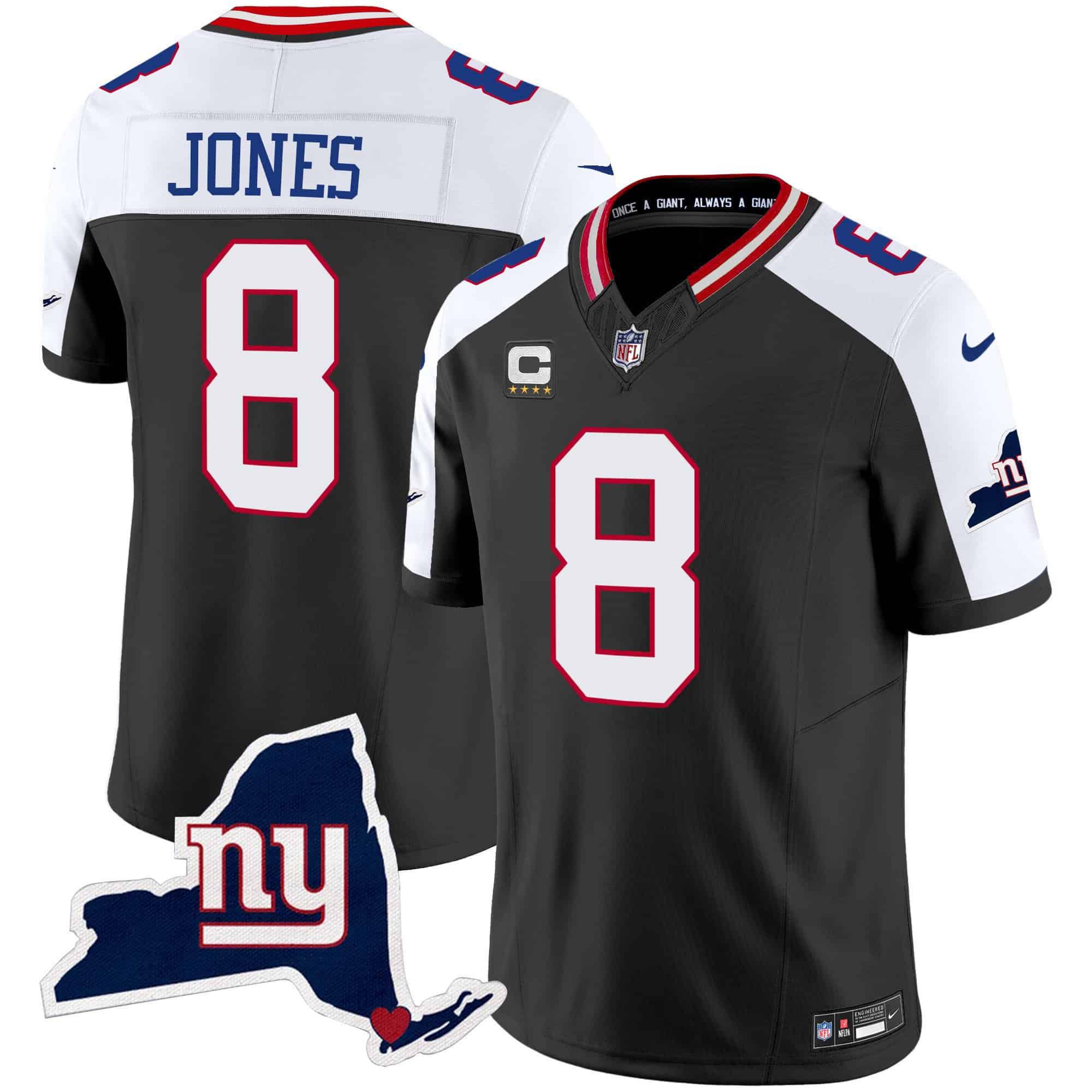 Men New York Giants #8 Jones Black 2024 Nike Map Patch Limited NFL Jersey->indianapolis colts->NFL Jersey